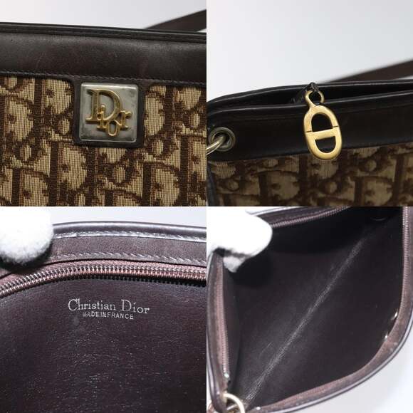 DIOR Trotter Canvas Shoulder Bag Brown Gold - Picture 11 of 12